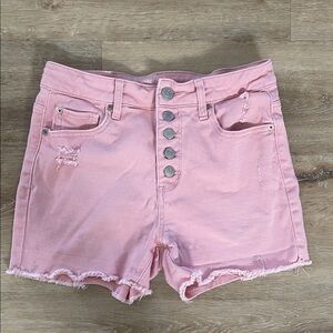 Pink Distressed Women Shorts